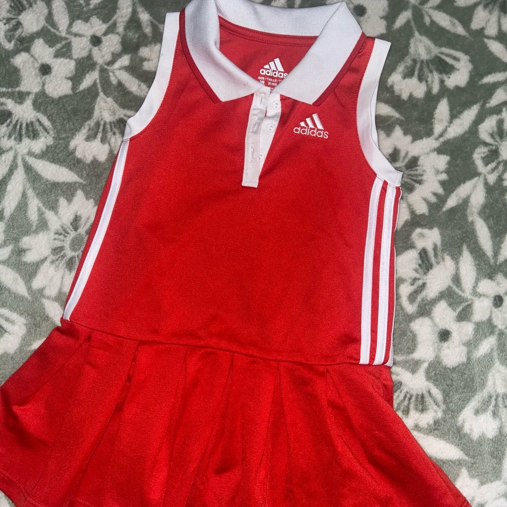 Adidas Red and White Polo Dress